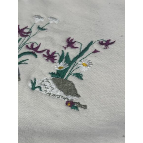 Vintage The Shirt Co XL Ivory Henley Embroidered Floral Banff Collard Sweatshirt - Picture 9 of 13